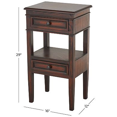 Stella & Eve Wood Square 2-Drawer Accent Table with Shelf