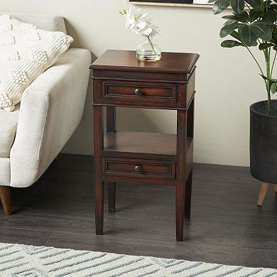 Stella & Eve Wood Square 2-Drawer Accent Table with Shelf
