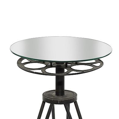 Stella & Eve Metal Reel Accent Table with Tripod Legs and Glass Top