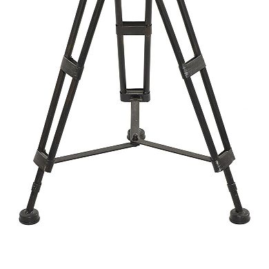 Stella & Eve Metal Reel Accent Table with Tripod Legs and Glass Top