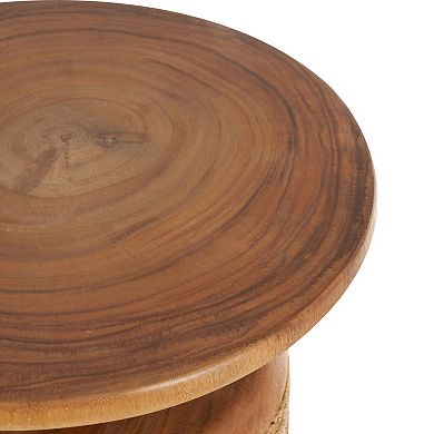 Stella & Eve Handmade Woven Accent Table with Wooden Top