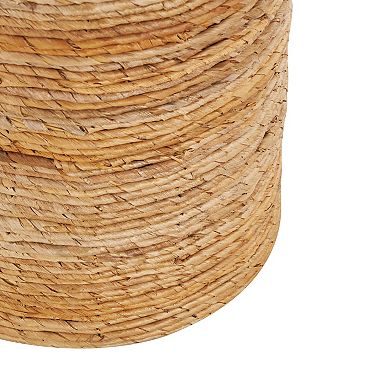 Stella & Eve Handmade Woven Accent Table with Wooden Top