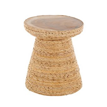 Stella & Eve Handmade Woven Accent Table with Wooden Top