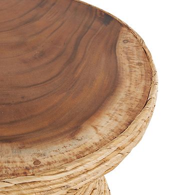 Stella & Eve Handmade Woven Accent Table with Wooden Top
