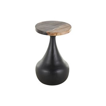 Stella & Eve Handmade Fluted Teak Wood Accent Table