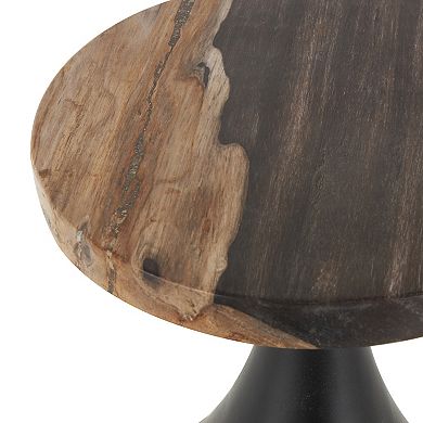 Stella & Eve Handmade Fluted Teak Wood Accent Table