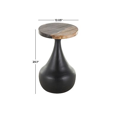 Stella & Eve Handmade Fluted Teak Wood Accent Table