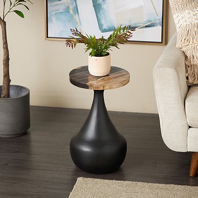 Stella & Eve Handmade Fluted Teak Wood Accent Table
