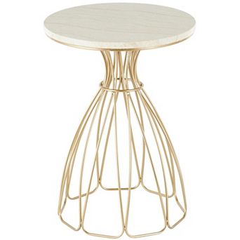 Stella & Eve Metal Flower Inspired Accent Table with Marble Top