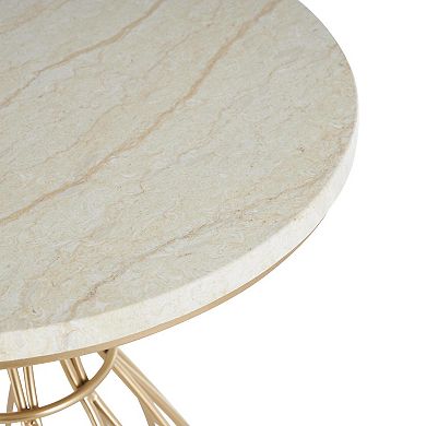 Stella & Eve Metal Flower Inspired Accent Table with Marble Top