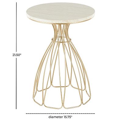 Stella & Eve Metal Flower Inspired Accent Table with Marble Top