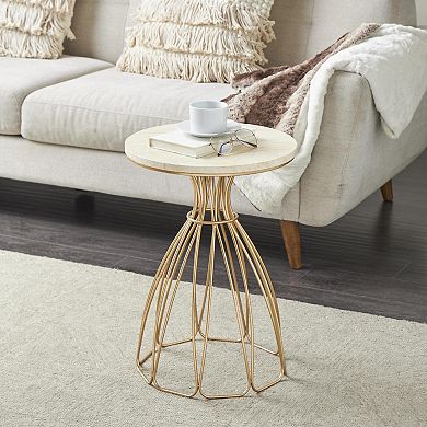 Stella & Eve Metal Flower Inspired Accent Table with Marble Top