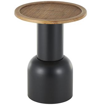 Stella & Eve Metal Handmade Pedestal Accent Table with Rattan Top