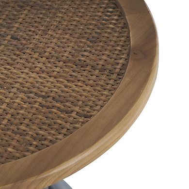 Stella & Eve Metal Handmade Pedestal Accent Table with Rattan Top