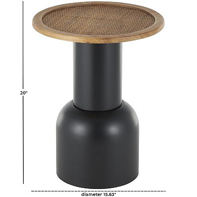 Stella & Eve Metal Handmade Pedestal Accent Table with Rattan Top