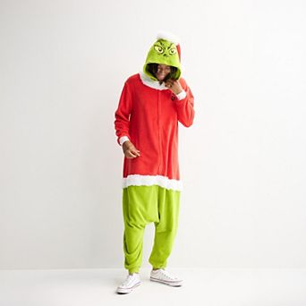 Men's The Grinch Hooded One-Piece Pajama Union Suit
