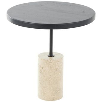 Stella & Eve Wood Accent Table with Marble Base