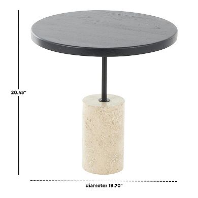 Stella & Eve Wood Accent Table with Marble Base