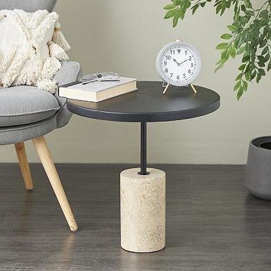 Stella & Eve Wood Accent Table with Marble Base