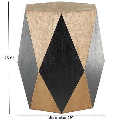 Stella & Eve Wood Diamond Accent Table 23.8-Inch Height 19-Inch Diameter