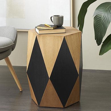 Stella & Eve Wood Diamond Accent Table 23.8-Inch Height 19-Inch Diameter