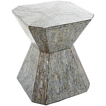 Stella & Eve Handmade Hourglass Shell Accent Table with Linear Mosaic Pattern