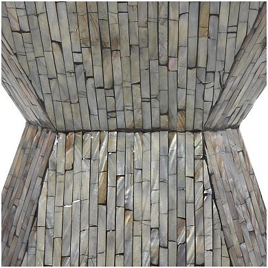 Stella & Eve Handmade Hourglass Shell Accent Table with Linear Mosaic Pattern