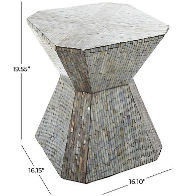 Stella & Eve Handmade Hourglass Shell Accent Table with Linear Mosaic Pattern