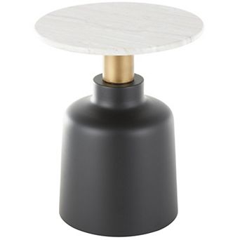 Stella & Eve Metal Pedestal Accent Table with Faux Marble Top