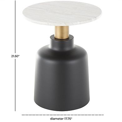 Stella & Eve Metal Pedestal Accent Table with Faux Marble Top