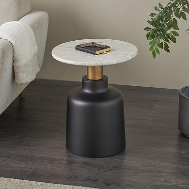 Stella & Eve Metal Pedestal Accent Table with Faux Marble Top