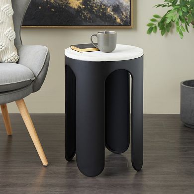 Stella & Eve Metal Round Accent Table with Marble Top