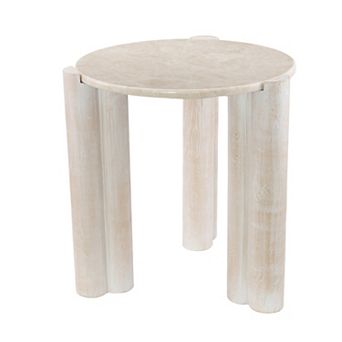 Stella & Eve Teak Wood Accent Table with Marble Top