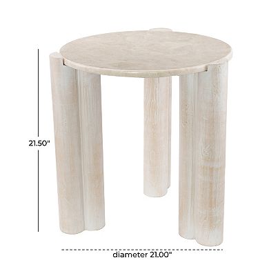 Stella & Eve Teak Wood Accent Table with Marble Top