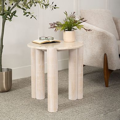 Stella & Eve Teak Wood Accent Table with Marble Top