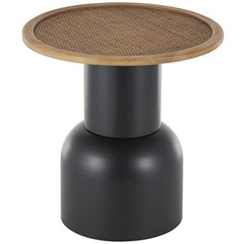Stella & Eve Metal Handmade Pedestal Accent Table with Rattan Top