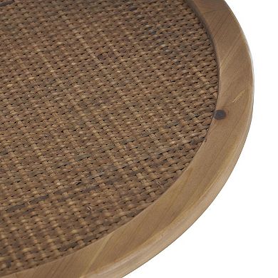 Stella & Eve Metal Handmade Pedestal Accent Table with Rattan Top