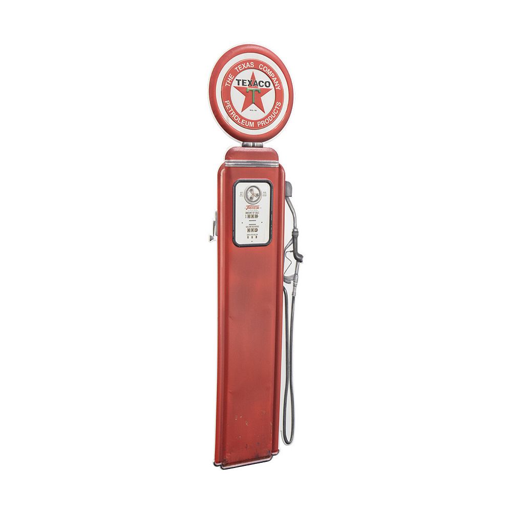 American Art Décor Texaco Oil Vintage Gas Pump Shaped Embossed Metal Sign
