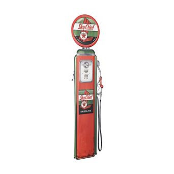 American Art Décor Sky Chief Oil Vintage Gas Pump Shaped Embossed Metal Sign