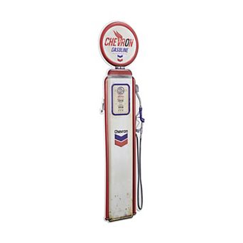 American Art Décor Chevron Oil Vintage Gas Pump Shaped Embossed Metal Sign