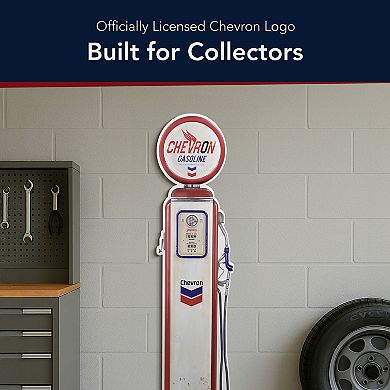 American Art Décor Chevron Oil Vintage Gas Pump Shaped Embossed Metal Sign