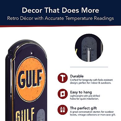 American Art Décor Gulf Vintage Indoor / Outdoor Thermometer Retro Sign