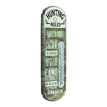 American Art Décor Hunting Rules Vintage Indoor / Outdoor Thermometer Retro Sign