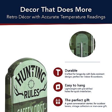 American Art Décor Hunting Rules Vintage Indoor / Outdoor Thermometer ...