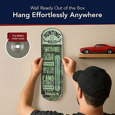 American Art Décor Hunting Rules Vintage Indoor / Outdoor Thermometer ...