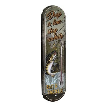 American Art Décor Drop a Line Vintage Indoor / Outdoor Thermometer Retro Sign