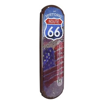 American Art Décor Route 66 Vintage Indoor / Outdoor Thermometer Metal Wall Sign