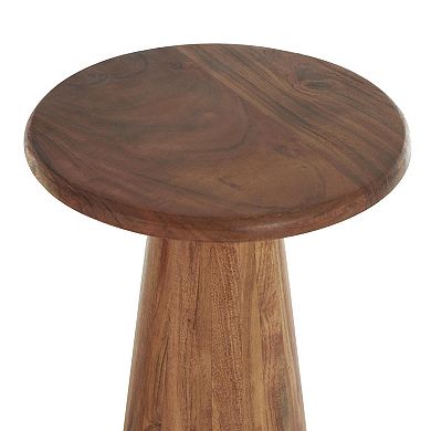 Stella & Eve Wood Accent Table with Natural Wood Grains and Cone Shaped Base
