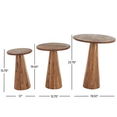 Stella & Eve Wood Accent Table with Natural Wood Grains and Cone Shaped Base