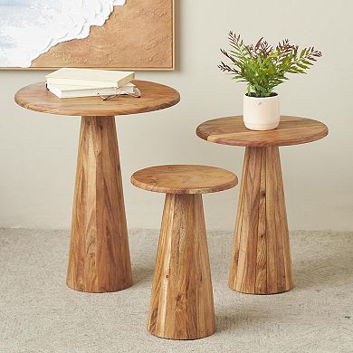 Stella & Eve Wood Accent Table with Natural Wood Grains and Cone Shaped Base
